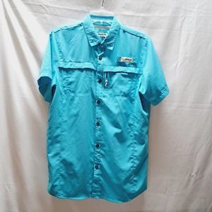 Magellan Outdoors Fish Gear Classic Fit Light Blue Button Up Overcast  Top Xl